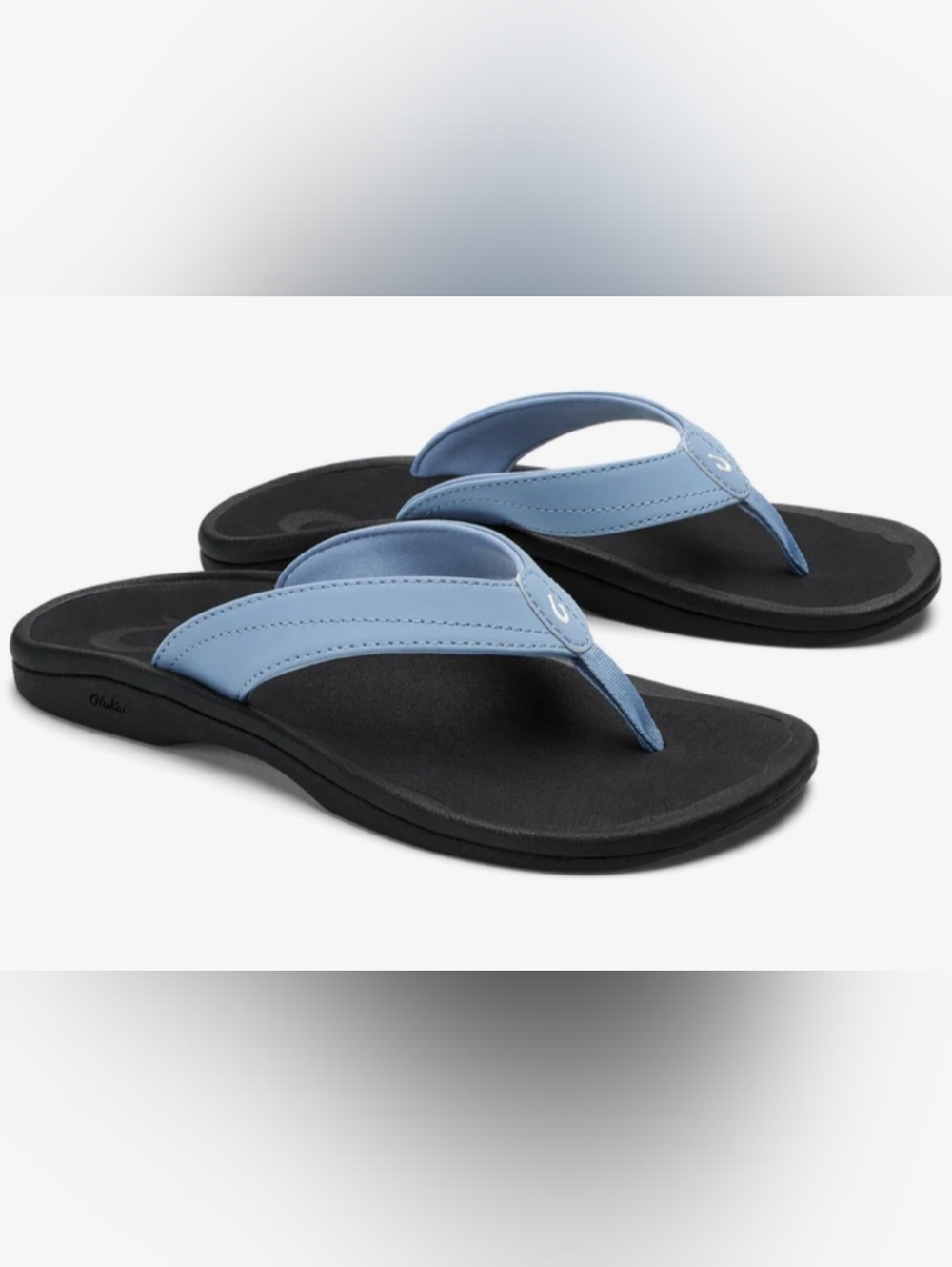 NWOB Olukai Ohana Women’s Sea Glass Thong Sandals Light Blue Straps Size US 6